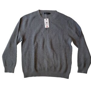 Merokeety Mens Long Sleeve Grey 1/4 Buttoned Sweater, XL